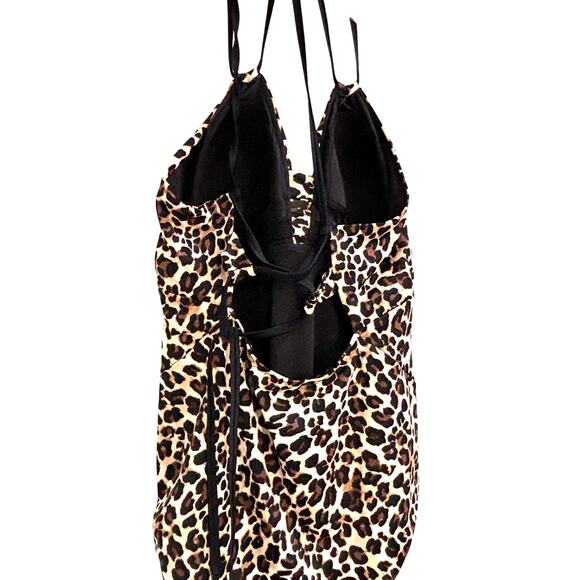 Leopard animal print swimsuit one piece black tan plus size 1X 16-18W beachy - Picture 4 of 7
